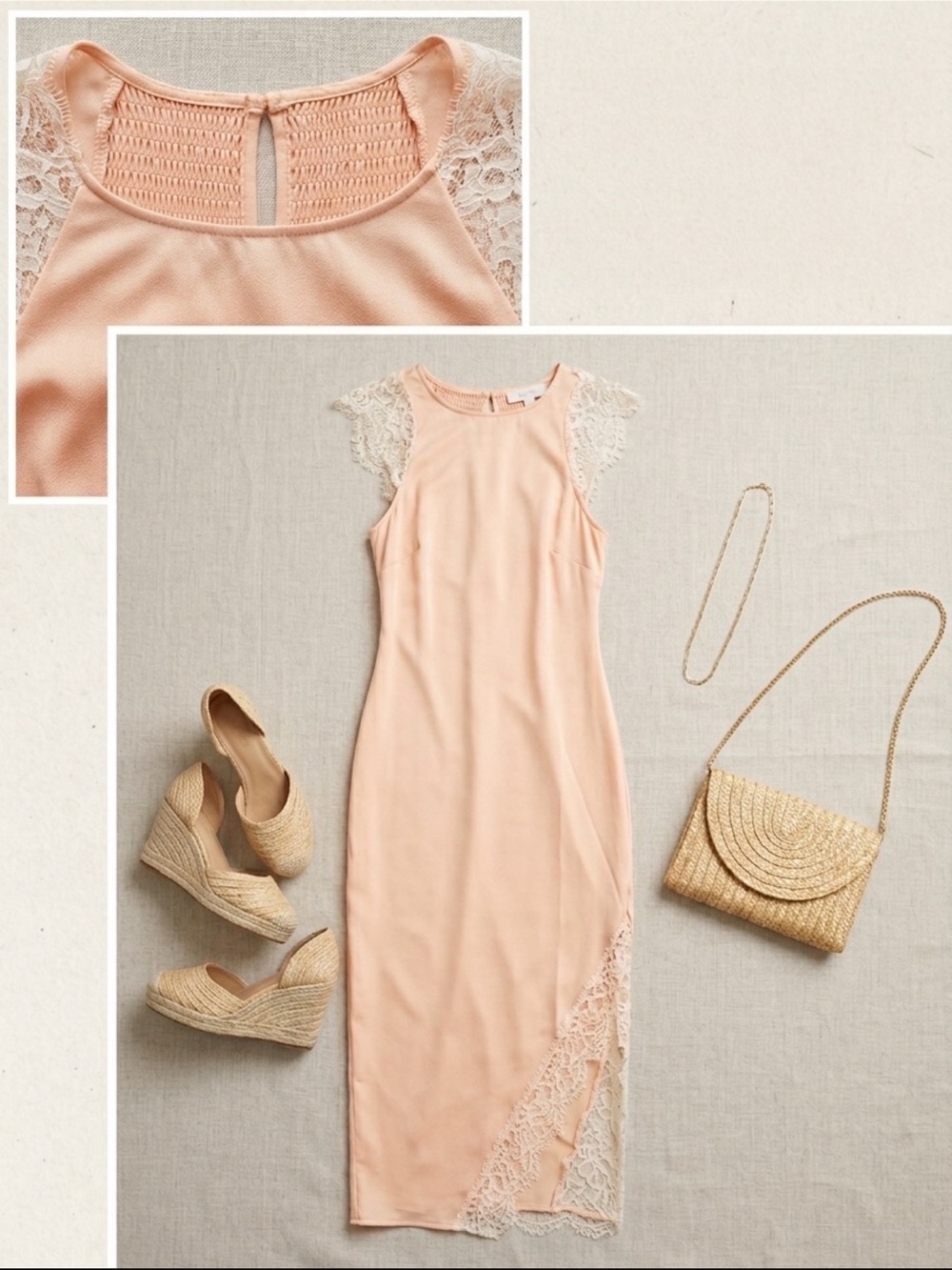 Future Collective Peach Lace Trim Sleeveless Midi Dress